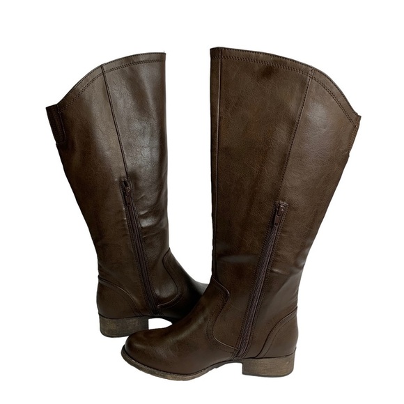 The Buckle Dante Distressed Brown Vegan Leather Knee Boots Size 6 New with Tags - Picture 10 of 11